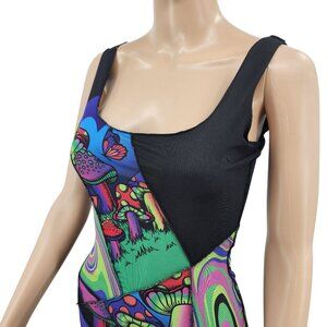 Psychedelic Mushroom Print Bodycon Dress By Current Mood XS